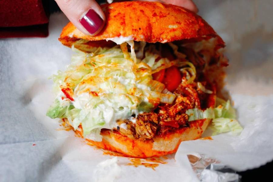 A Mexican sandwich from El Pambazo.