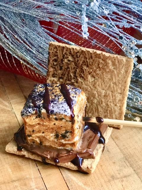 A s'more sits on display.